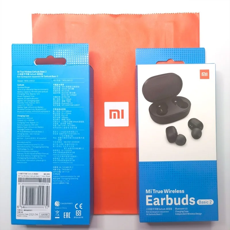 

6 Pieces/lot Global Version Xiaomi Redmi Airdots 2 TWS Wireless Earphone Mi True Wireless Earbuds Basic 2 Auto Link TWSEJ061LS