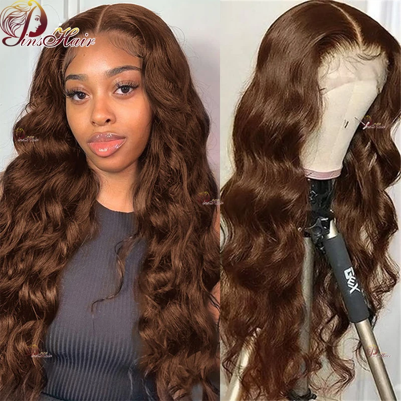 Brown Colored 13X4 Transparent Lace Frontal Huamn Hair Wigs Body Wave Lace Front Wig For Women Brazilian Remy Hair Pre Plucked