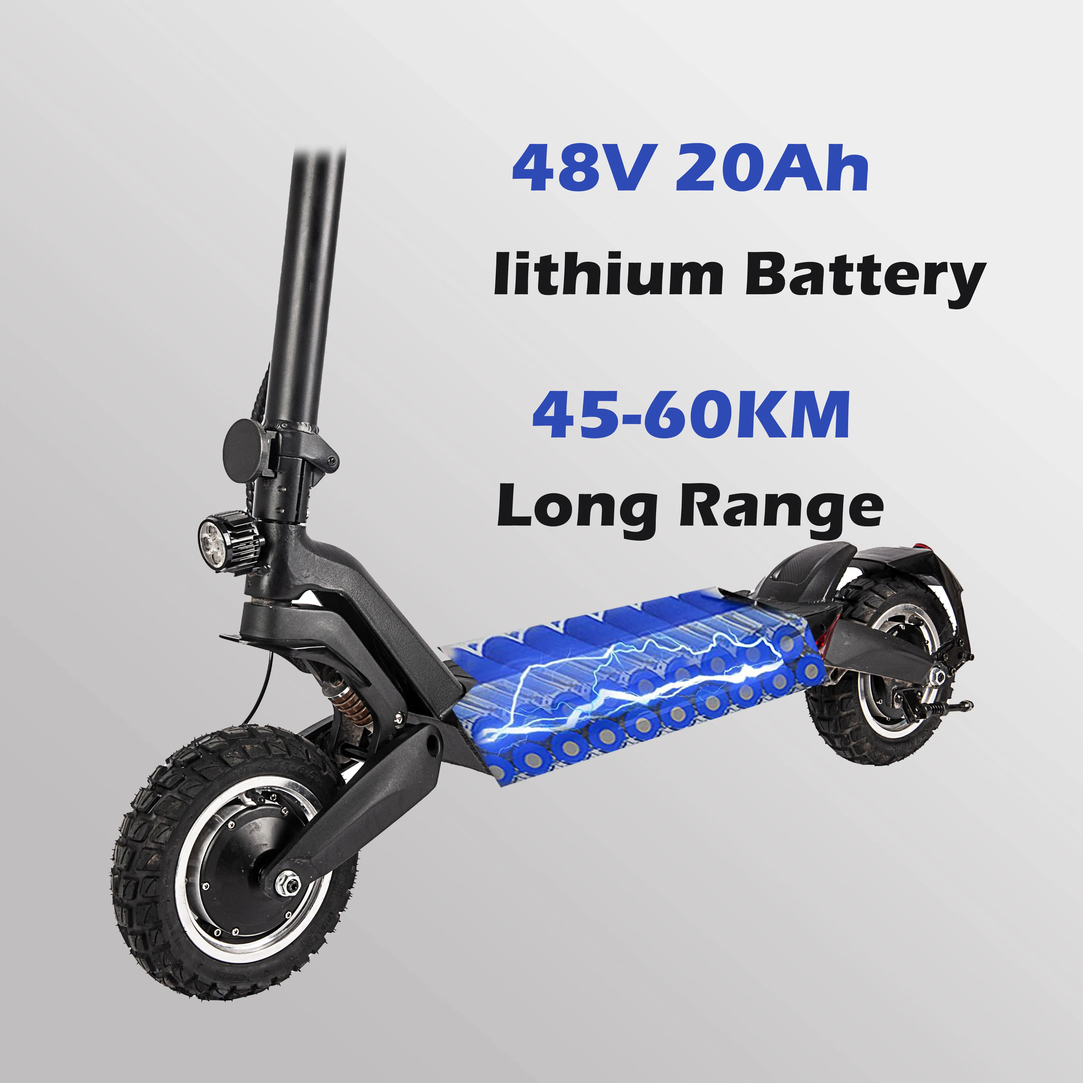 Электрический скутер для бездорожья 40 км/ч 800 Вт Мотор 20 А/ч 48 В аккумулятор 10