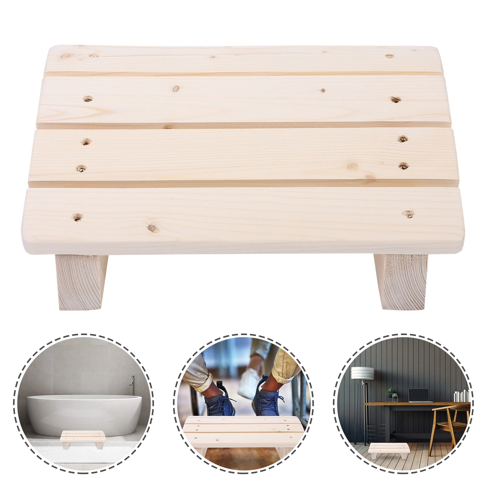 

Foot Mat Adjustable Rest Wooden Under Desk Footstool Non-slip Cushion Leg Supporter