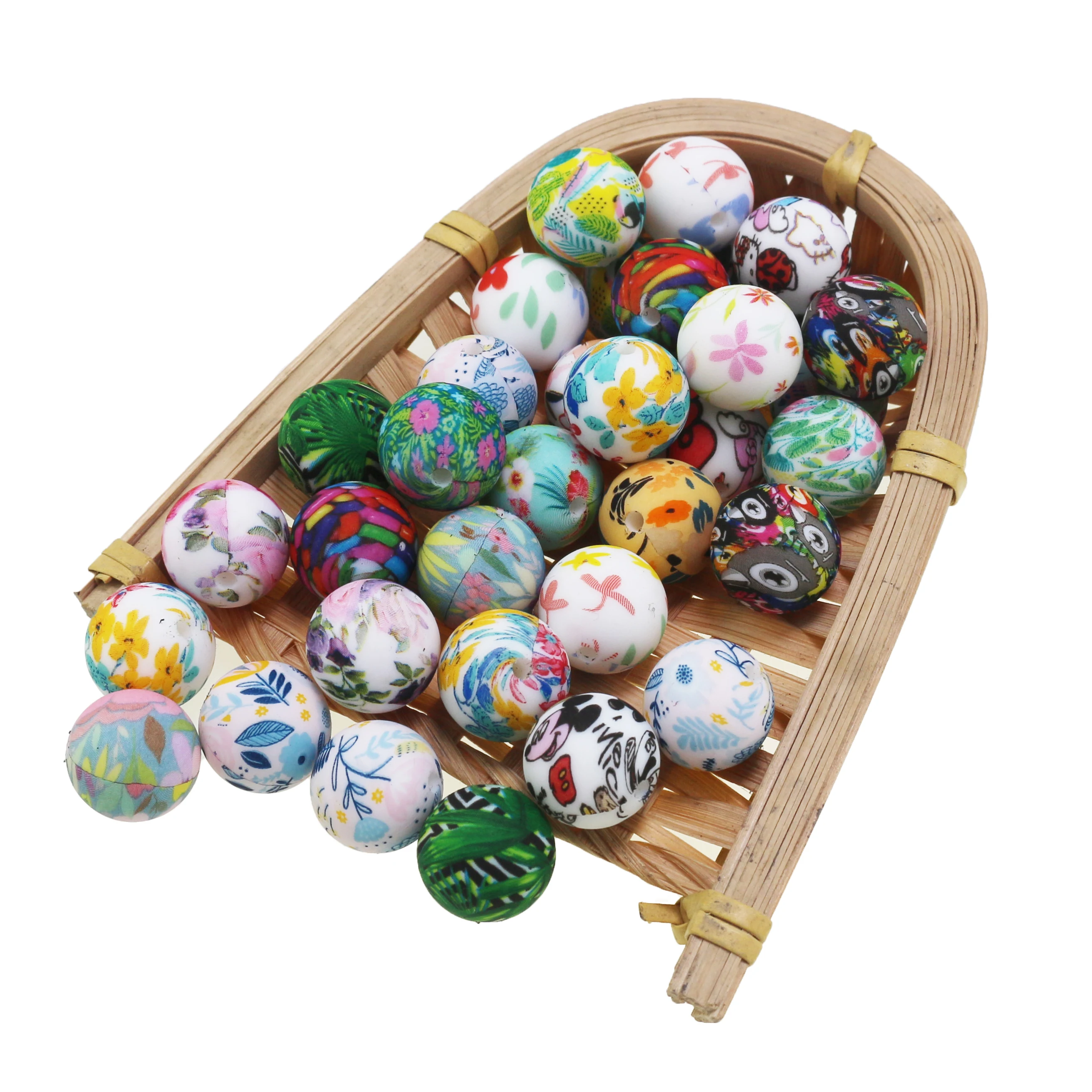 

100 шт., силиконовые бусины 20 мм с леопардовым принтом