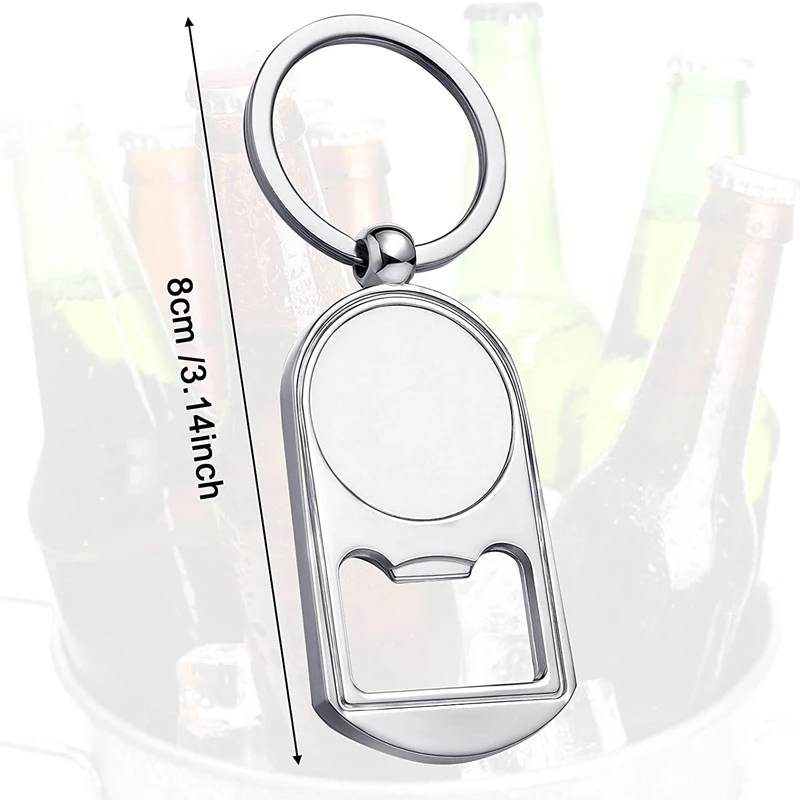 

10 Pcs Sublimation Blank Keychain Metal Bottle Opener Blank Key Ring Heat Transfer Rectangular Sublimation Keychain