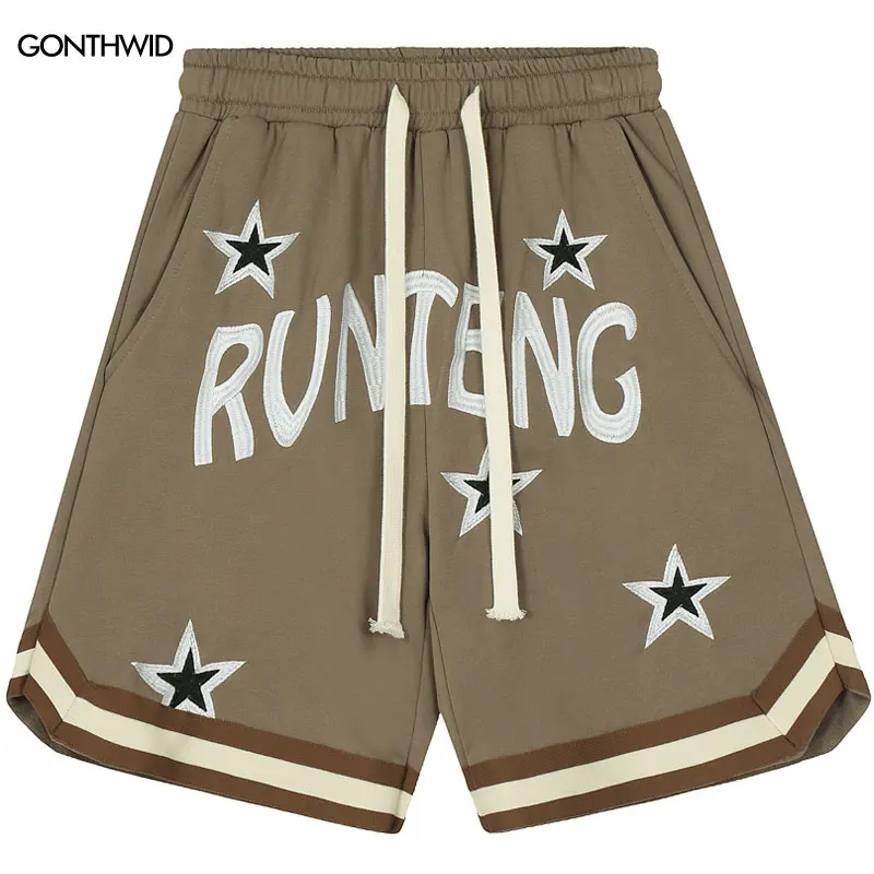 

Hip Hop Men Sweat Shorts Streetwear Y2K Embroidery Star Letter Sportswear Sweatshorts Vintage Fashion Summer Loose Cotton Shorts