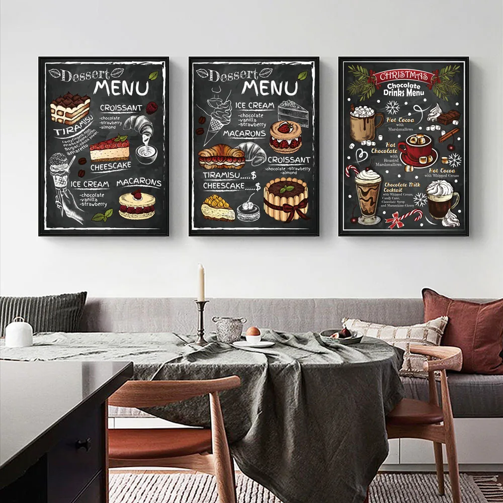 Retro art printing canvas painting bar restaurant wall hot drink dessert menu poster living room home decoration mural |