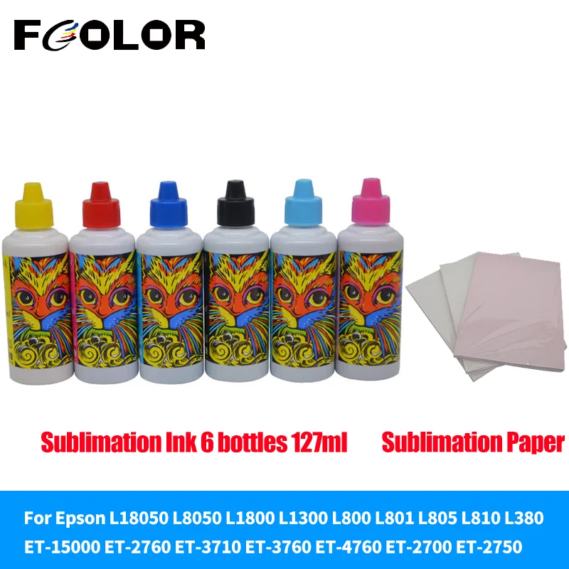 

Fcolor 127ML Universal Sublimation Ink Refill Ink For L805 L1800 Epson Desktop Printer Heat Transfer Ink With Sublimation Paper