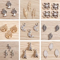 60pcslot alloy tree leaf moon charms pendants for jewelry making diy earrings necklaces handmade bracelets crafts accessories