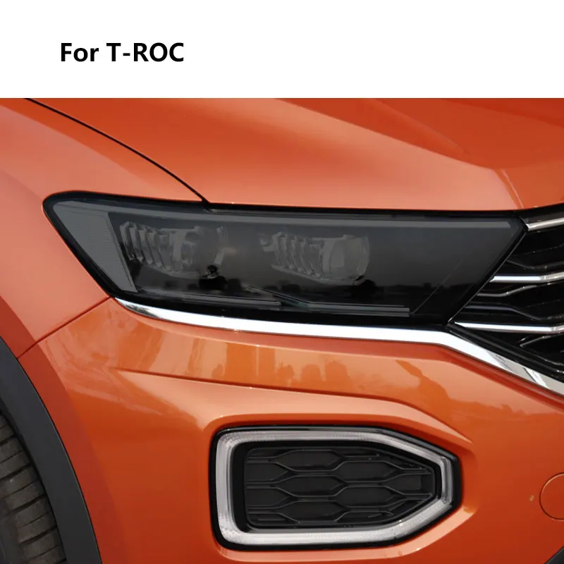 

For Volkswagen T ROC 2020 2021 2022 2018 T-ROC Car Headlight Protective Film Front Light Black Sticker Anti Scratch Accessories