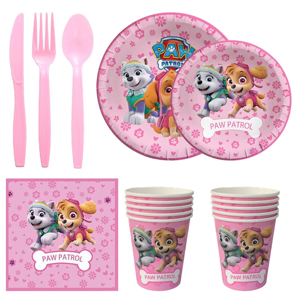 Розовый Скай Щенячий патруль тема украшение для дня рождения посуда