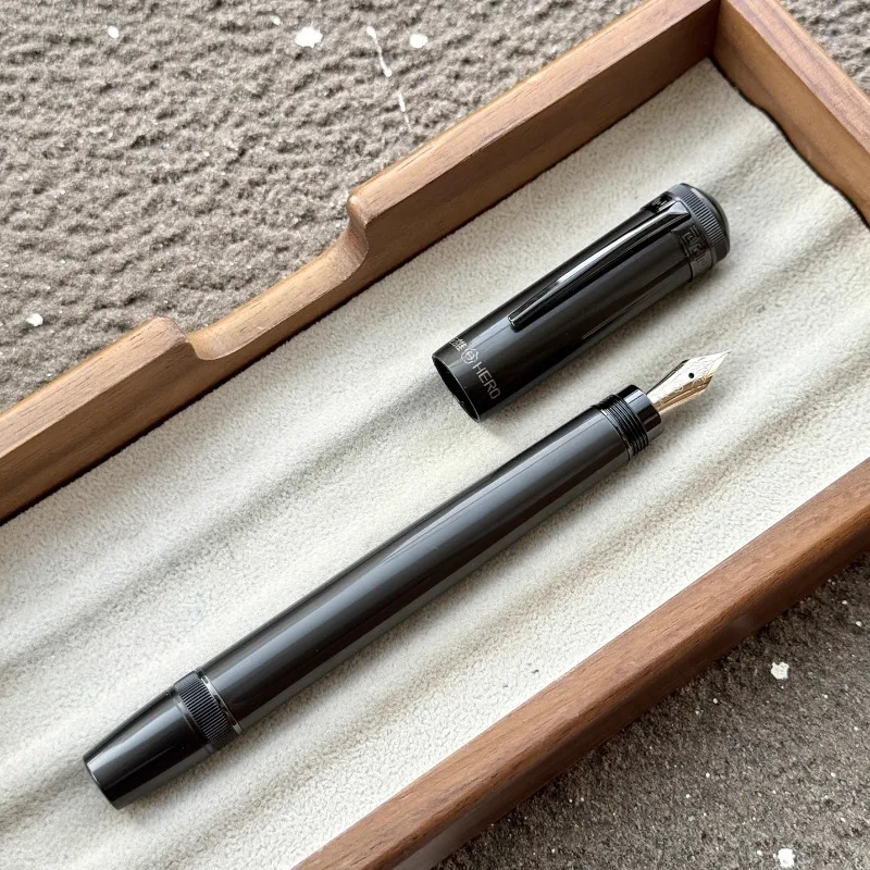 HERO H718 Золото 10K Поршневая перьевая ручка из нержавеющей стали F 0 5 мм с