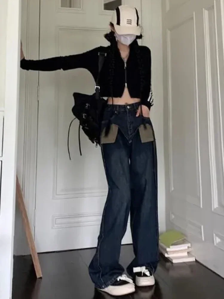 Джинсы со сращенными женщинами простые шикарные осенние базовые винтажные