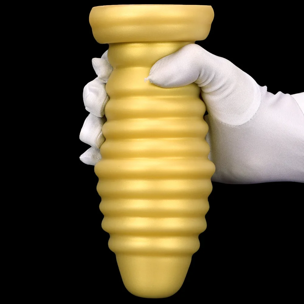 Золотая силиконовая задница расширяющаяся большая анальная пробка с присоской