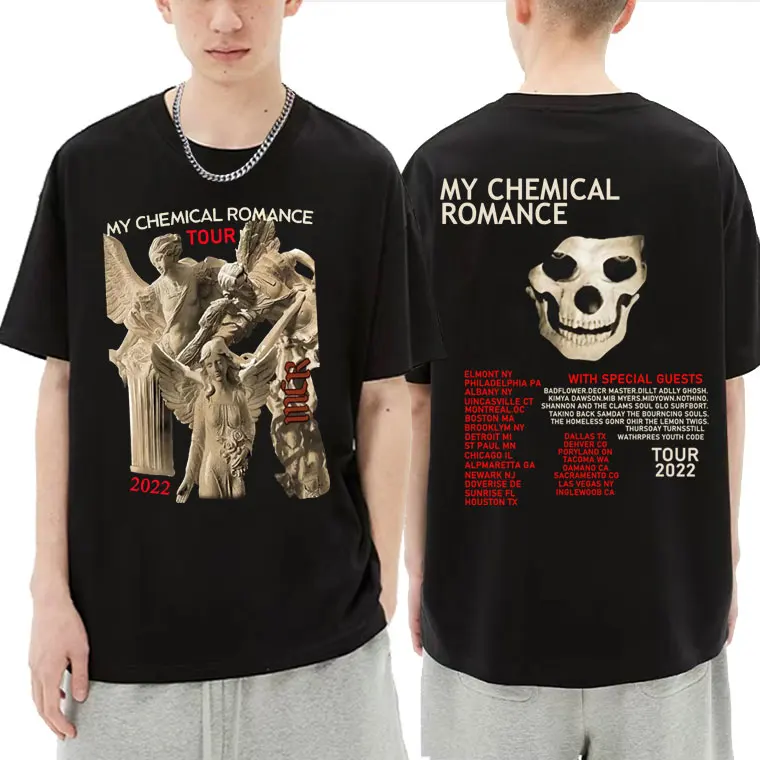 

Rock Band My Chemical Romance 2022 Tour Double Sided Print Tshirt Men Women Casual Punk Gothic T Shirt Men's Vintage T-shirts