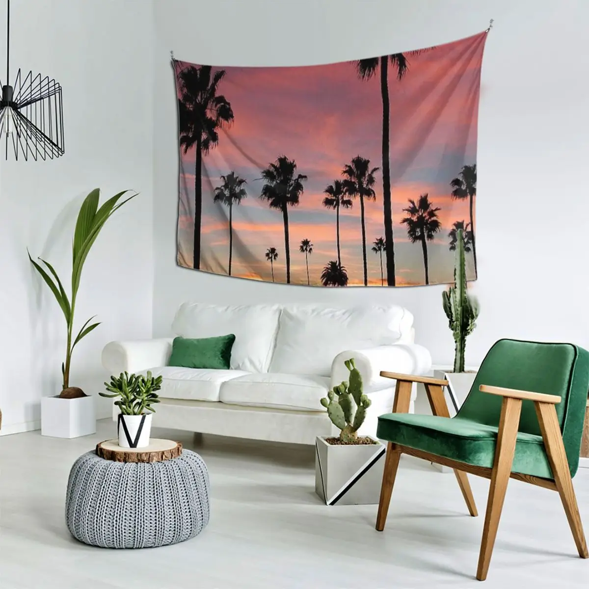 Крутые пальмы розовые синие и оранжевые лыжи гобелен ковер на стене Настенный