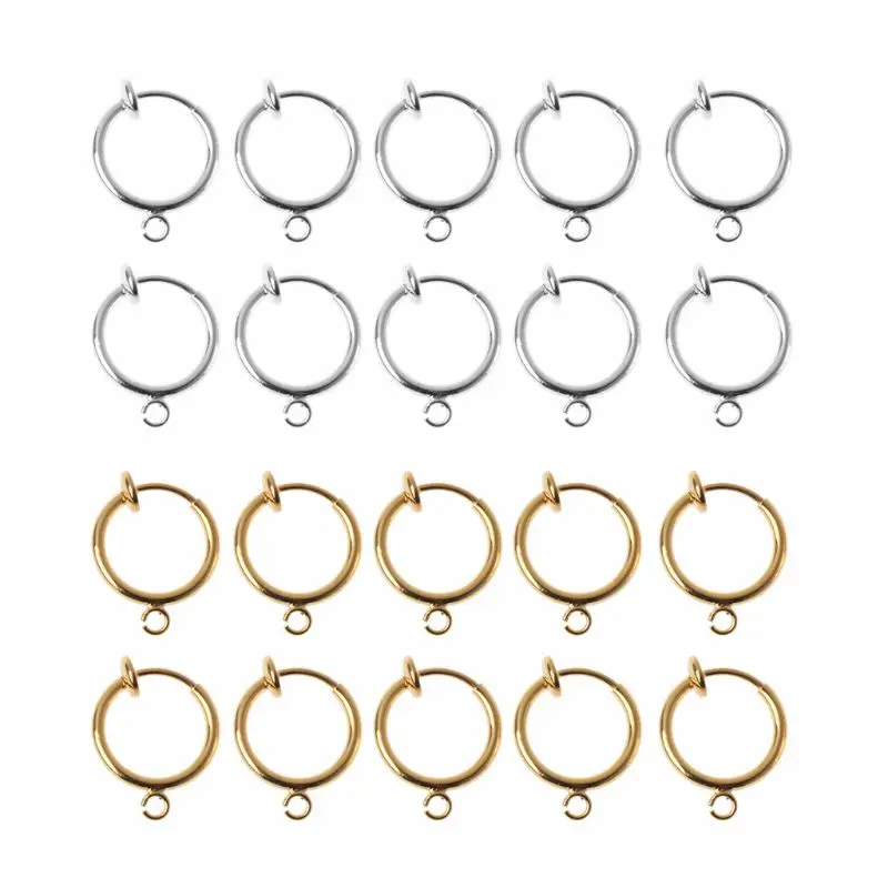 

10Pieces/set Gold Clip-on Hoop Earrings Painless Earring Components for Non Pierced Ears Wedding Party Favor D5QB
