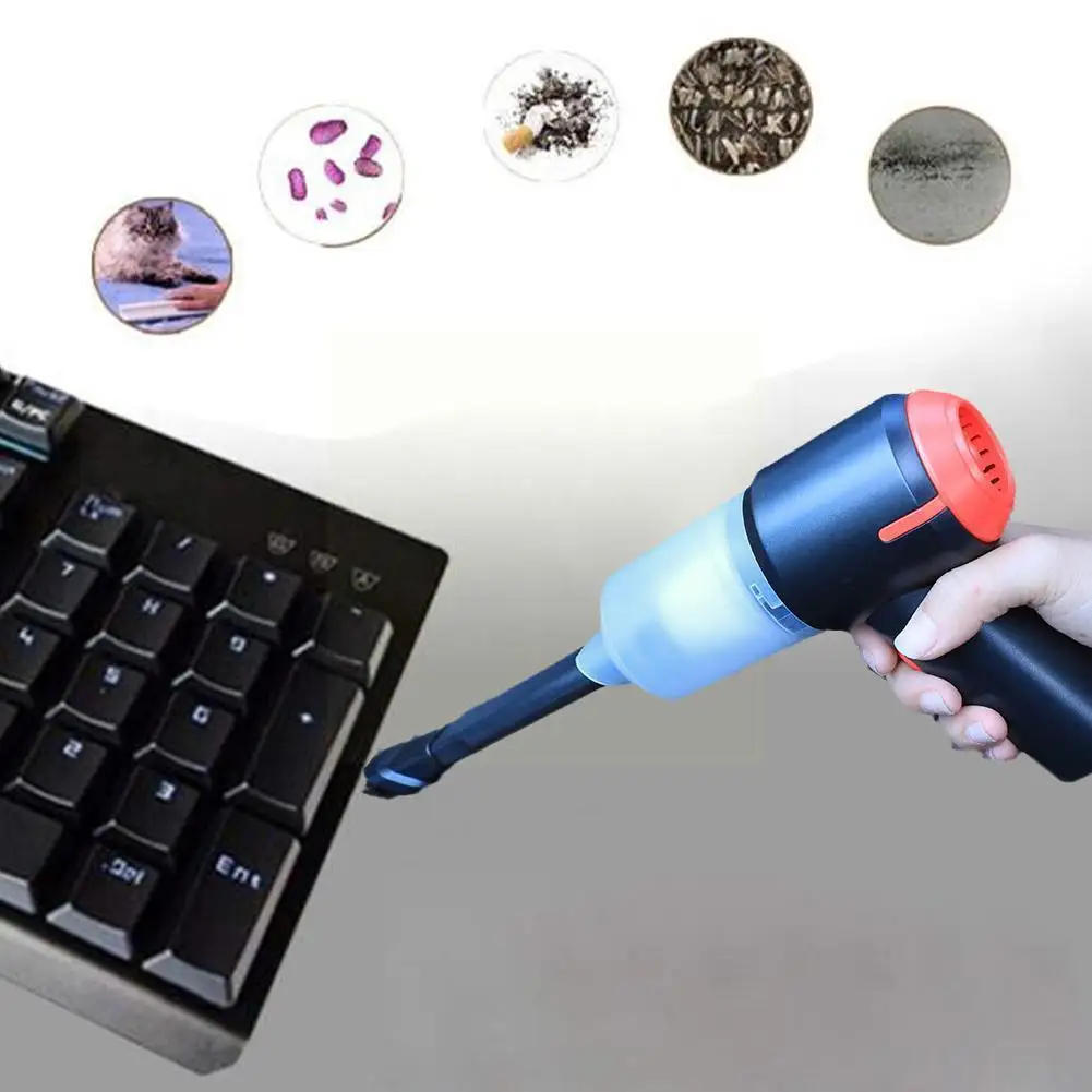 

2in1 Mini Air Duster Electric Cleaner Tool Handheld Vacuum Cleaner & Cordless Air Blower For Computer Keyboard Piano Laptop M0s4