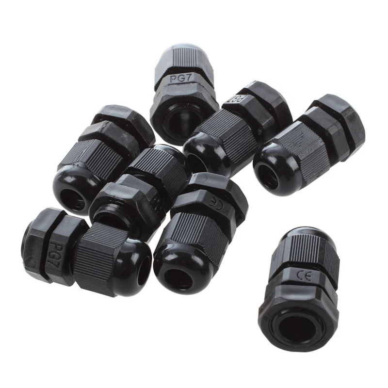 

24 PCS PG7 Black Plastic Waterproof Cable Gland Connector 3-6.5Mm