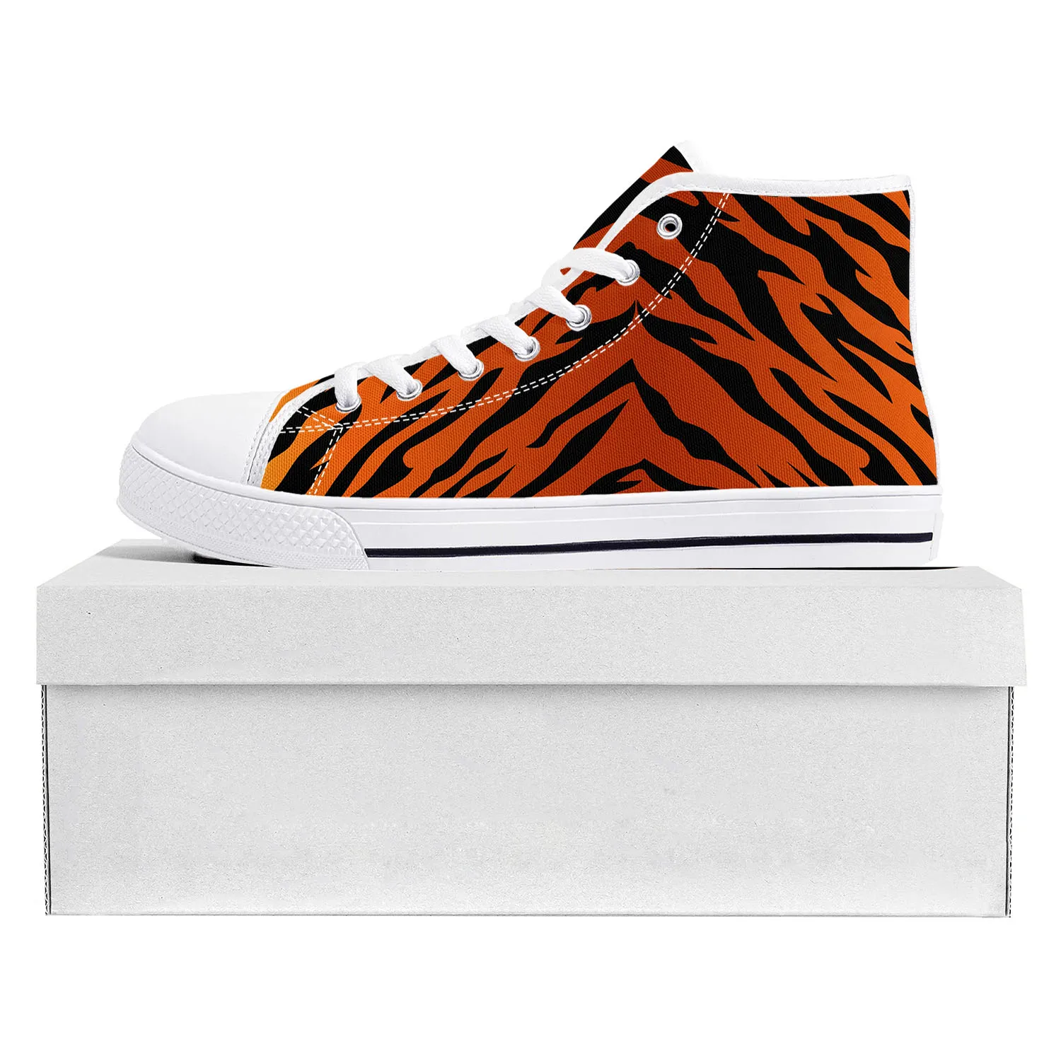 

Tiger Stripe 3D Print High Top High Quality Sneakers Mens Womens Teenager Canvas Sneaker Tide Printed Causal Couple Custom Shoe