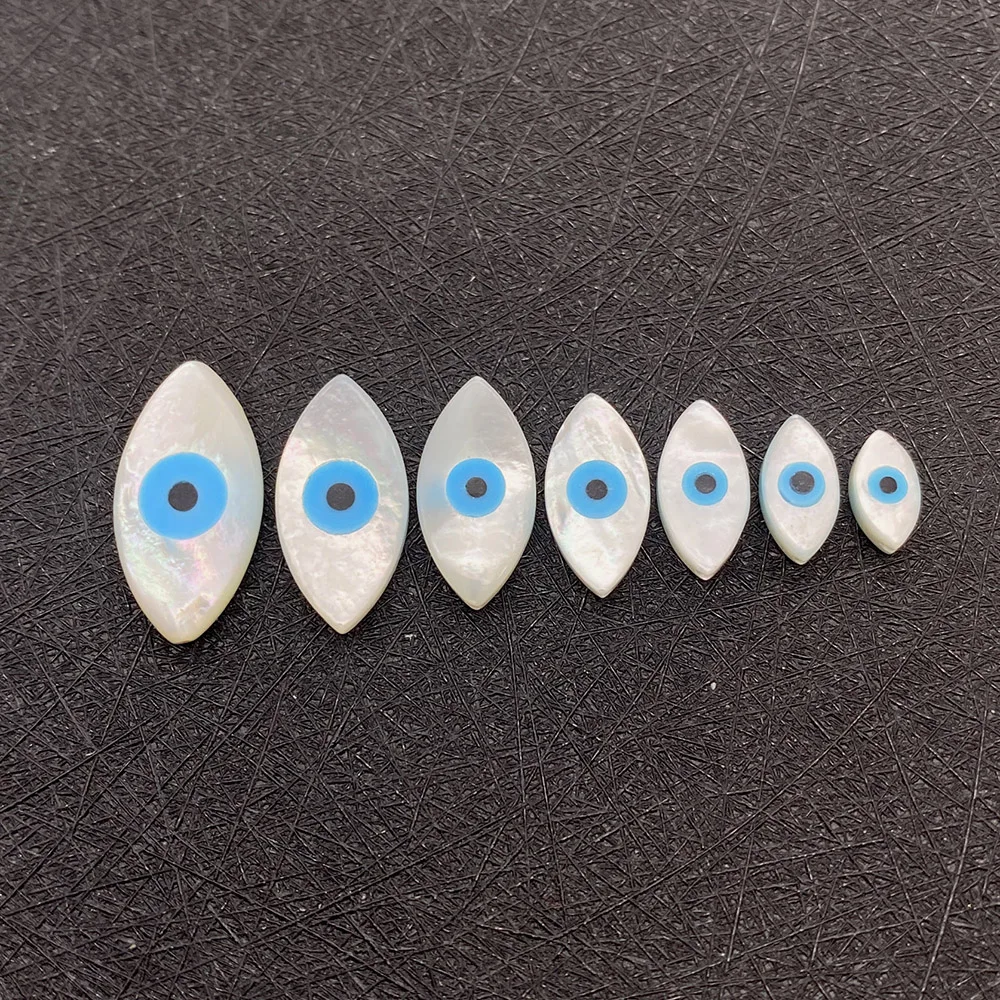 

Natural Seawater Shell Beads Marquise Shape Greek Evil Eye Beads for Jewelry Making DIY Necklaces Bracelets Earring Turkish Eye