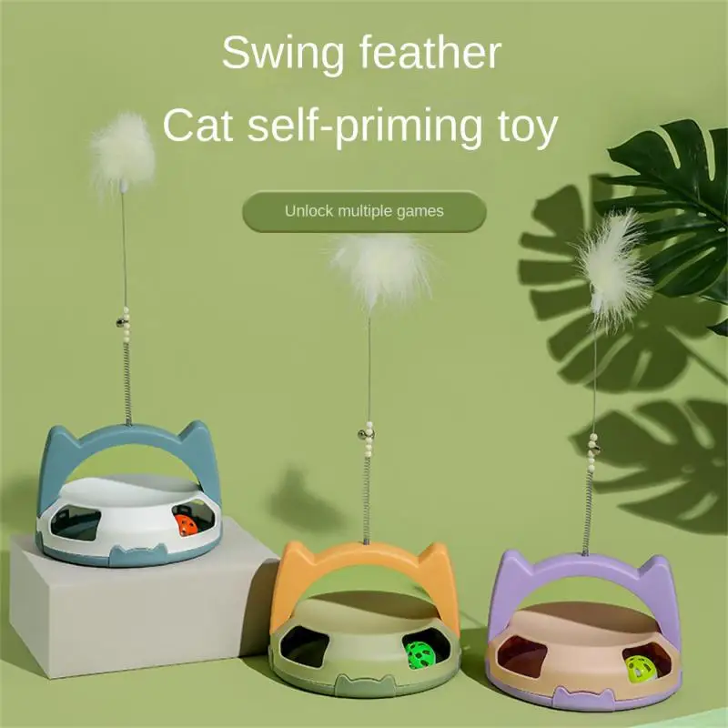 

Cat Toys Table Tennis Cat Toy with teaser stick for Self-stimulation Cat Turntable Cat Cudgel Toys Bite Resistant Pet Supplies