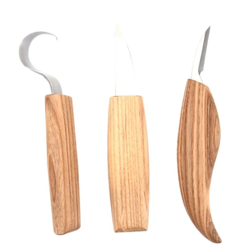 

3 Pcs Complete Wood Carving Tools Kit Knife Whittling Woodworking Set Includes Wooden Knife Universal Knife