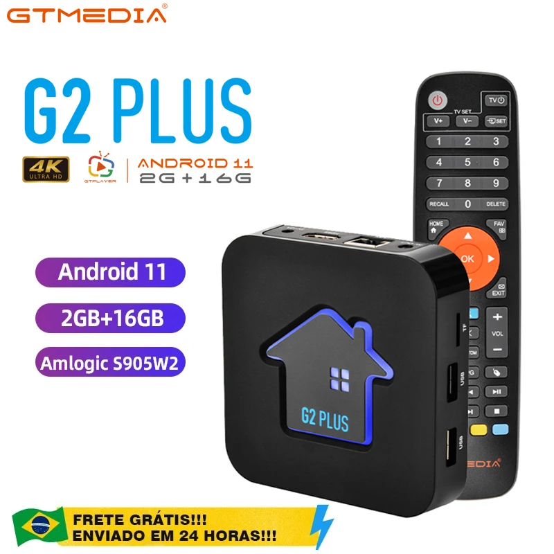 

Original GTMEDIA G2 PLUS Android 11 Smart TV BOX Amlogic 905W2 Quad Core 2GB 16GB 2.4G WIFI Media Player m3u TVBOX Set Top Box