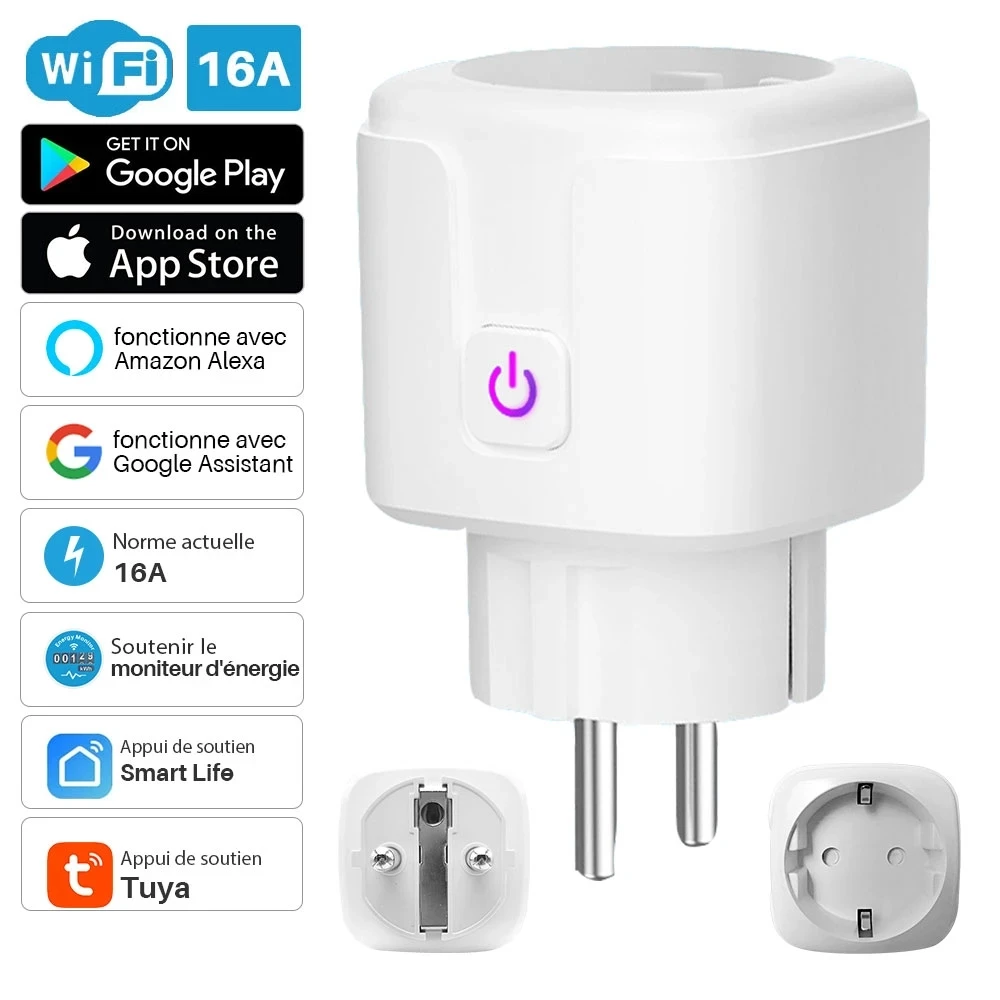 

Smart Plug WiFi Socket EU 16A/20A With Power Monitor Timing Function Tuya Smart Life APP Control Works With Alexa Google Home