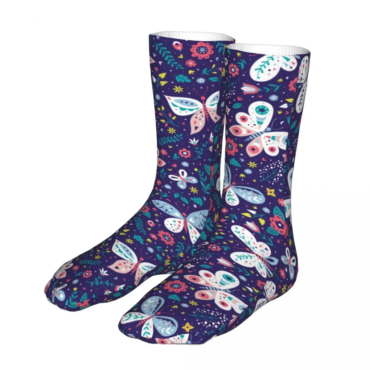 

Цветные носки с цветами и бабочками мужские женские модные носки из полиэстера Новинка весна лето осень зима носки подарок