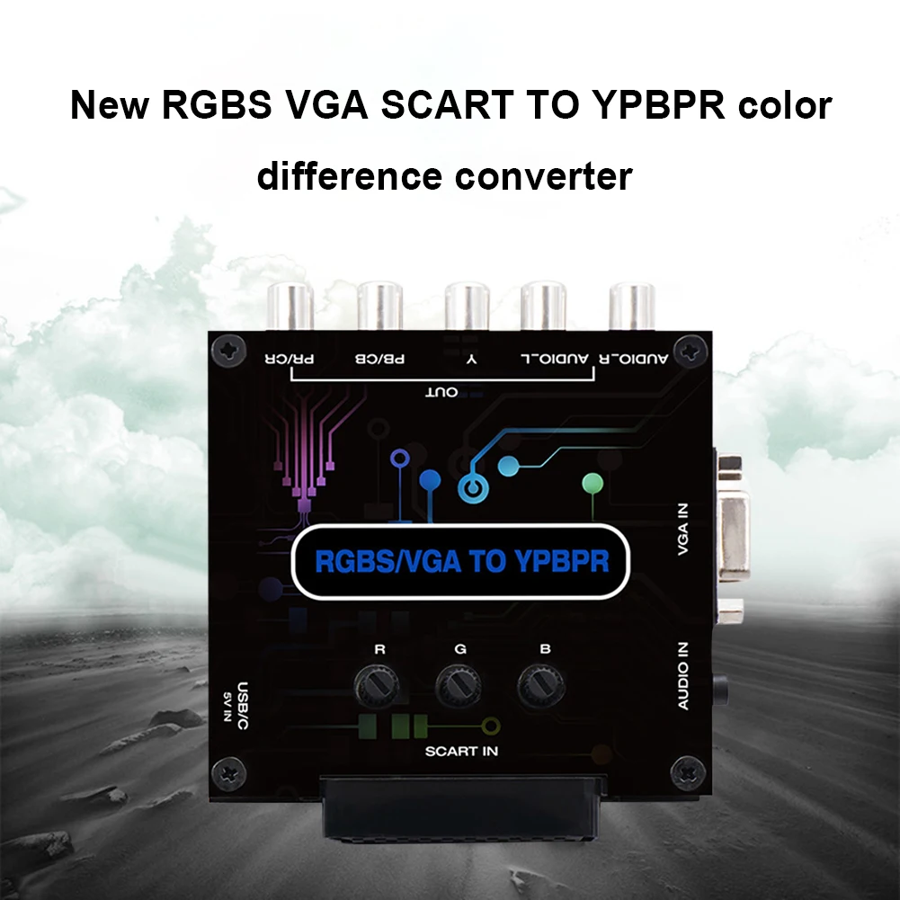 Конвертер компонентов RGBS VGA SCART в YPBPR, регулируемая яркость цвета, RGBS VGA SCART в YPBPR Цветовая стандартная