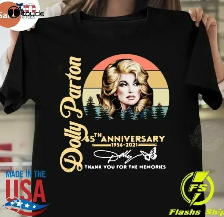 Фото Винтажная рубашка Dolly Parton к 65-летию (1956-2021) с надписью «Спасибо за воспоминания», рубашка для гольфа, на заказ, для взрослых и подростков, унисекс, размеры XS-5XL №1