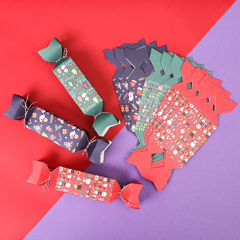 3 Colors Red Green Purple Christmas Party Candy Boxes Cute Snowman Santa Packaging Xmas Cracker New Year Decor