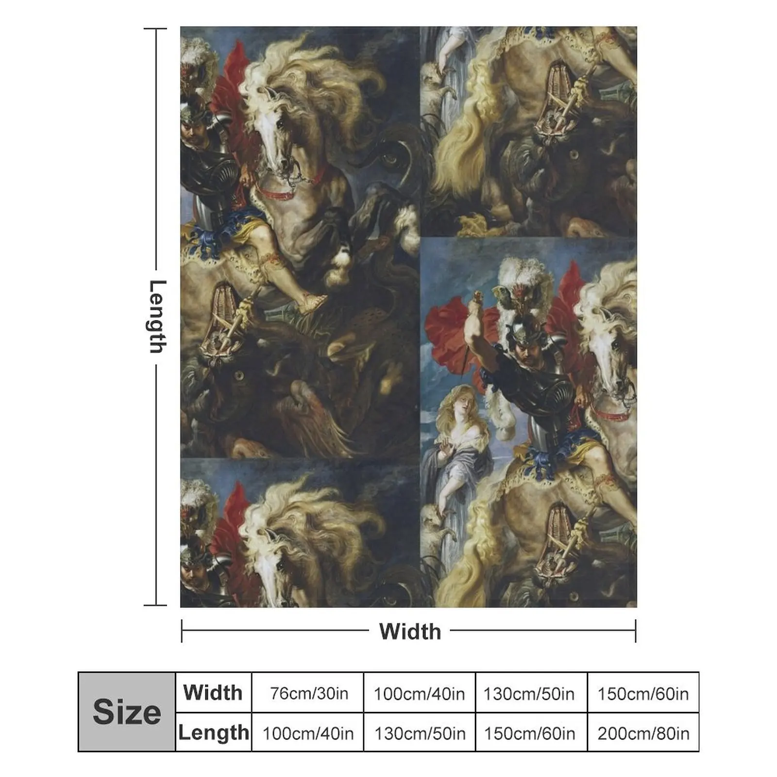 Декоративное одеяло в клетку Святого Джорджа и Дракона Питера Пола Рубенса