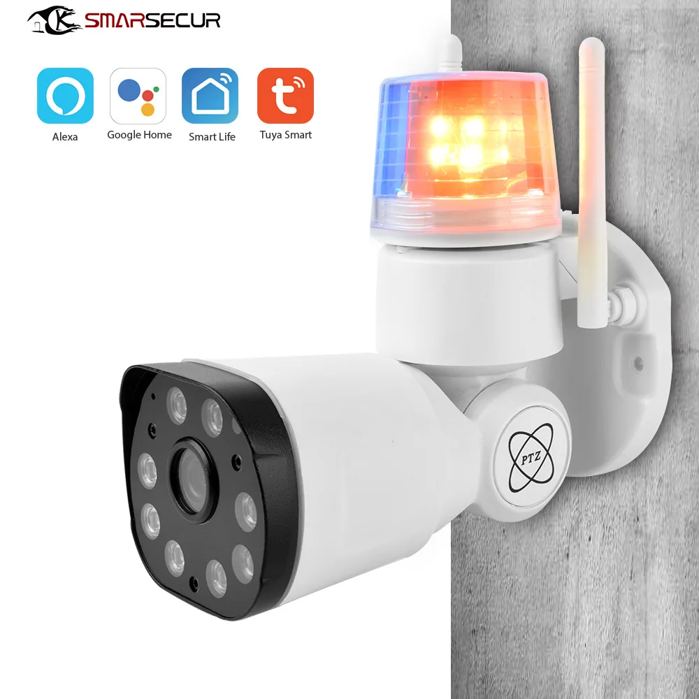 

Outdoor Tuya Wifi IP Camera 1080P Waterproof Security Protection CCTV Cam With Flash Lamp Color Night Vision Alarm Push To Phone