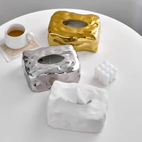 nordic electroplating ceramic tissue box napkin holder kitchen storage organization desk accessories wet wipes box home decor