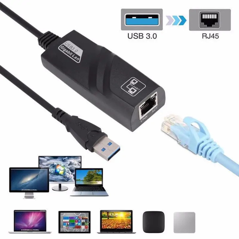 

Проводной сетевой адаптер USB 3,0 к Gigabit Ethernet RJ45 LAN (10/100/1000) Мбит/с сетевой адаптер Ethernet Сетевая карта для ПК ноутбука Win