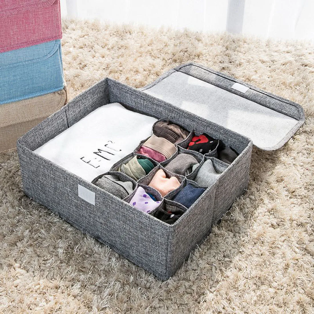 

13 Grid Foldable Underwear Organizers Dividers Closet Organizer Storage Box For Bras Scarves Ties Socks Boxes Multi-Function