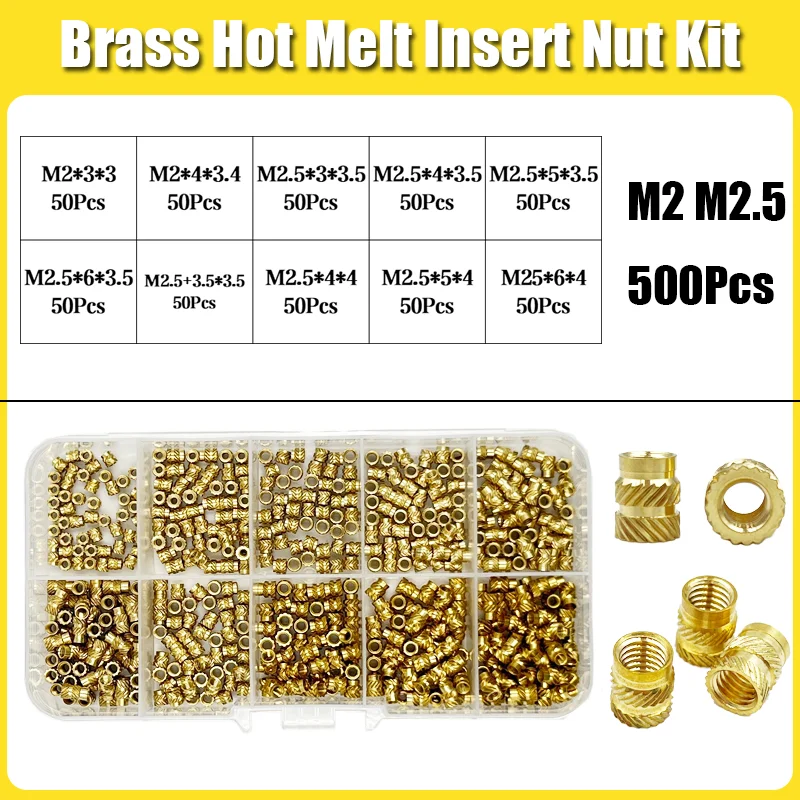 

Латунные термоплавкие вставки-гайки для 3D печати M2 M2.5 M3 M4 M5 M6
