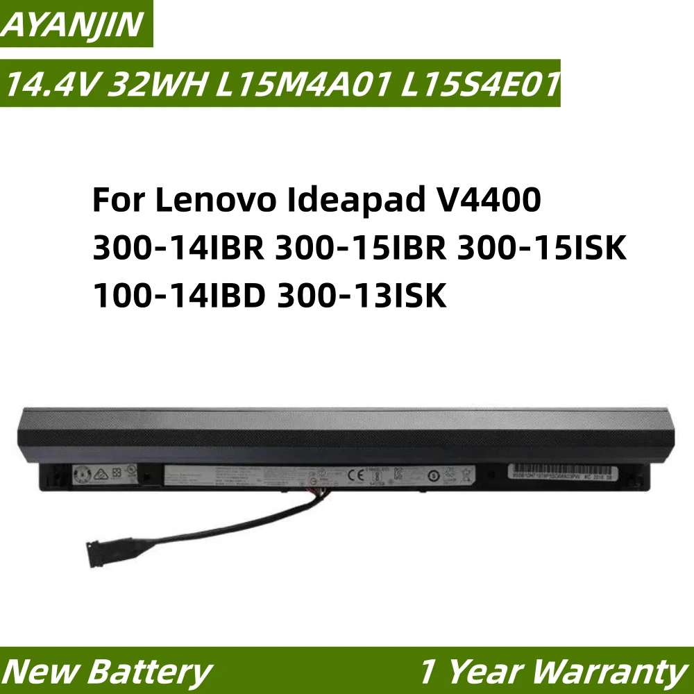 Аккумулятор L15L4A01 L15S4A01 32 Втч для Lenovo Ideapad V4400 300-14IBR 300-15IBR 300-15ISK 100-14IBD 300-13ISK L15M4A01 L15S4E01