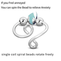 anxiety ring fidget beads fidget ring for girl women spinner spiral simulated pearl fidget rings rotate freely anti stress toy