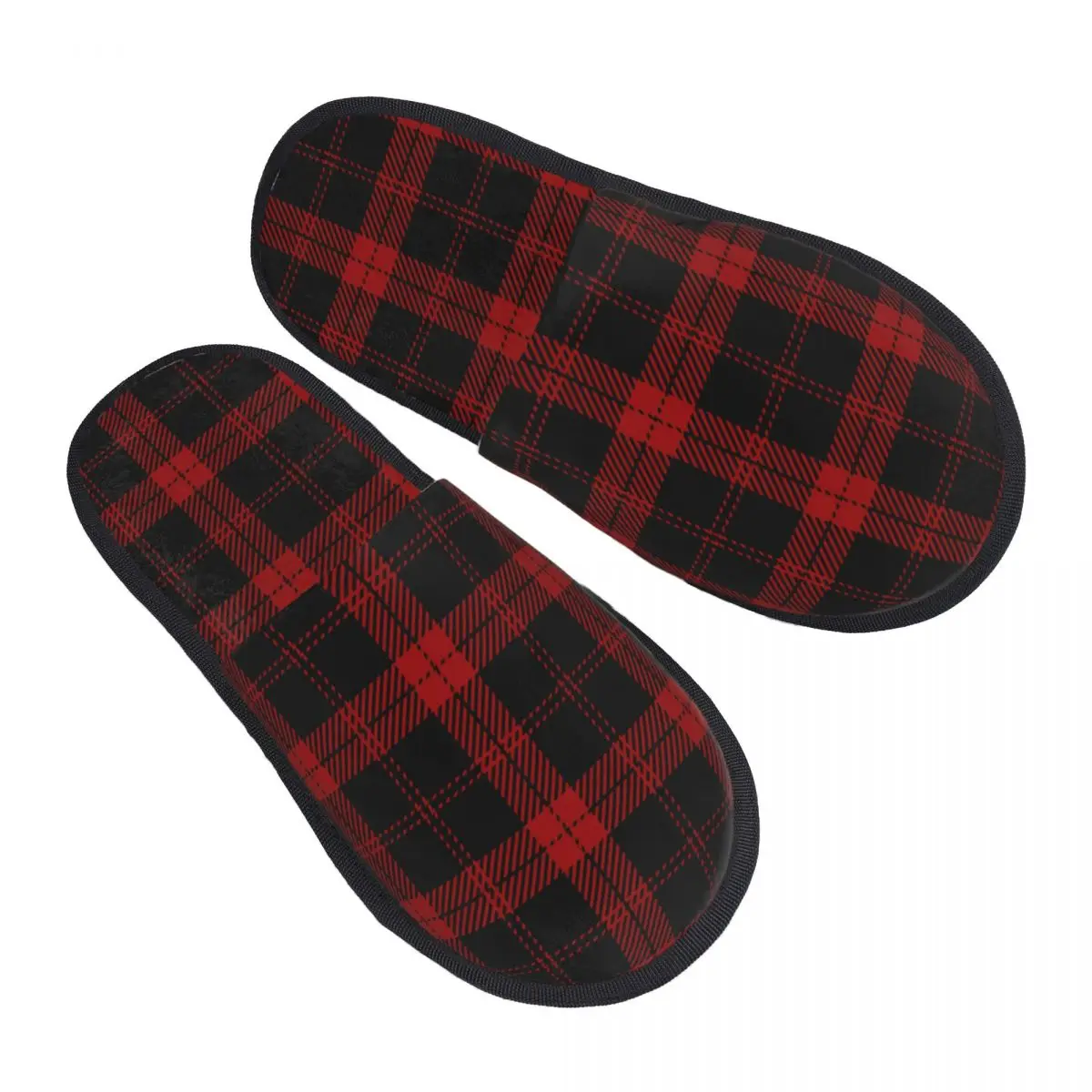 Black And Red Tartan Plaid Scottish Pattern House Shoes
