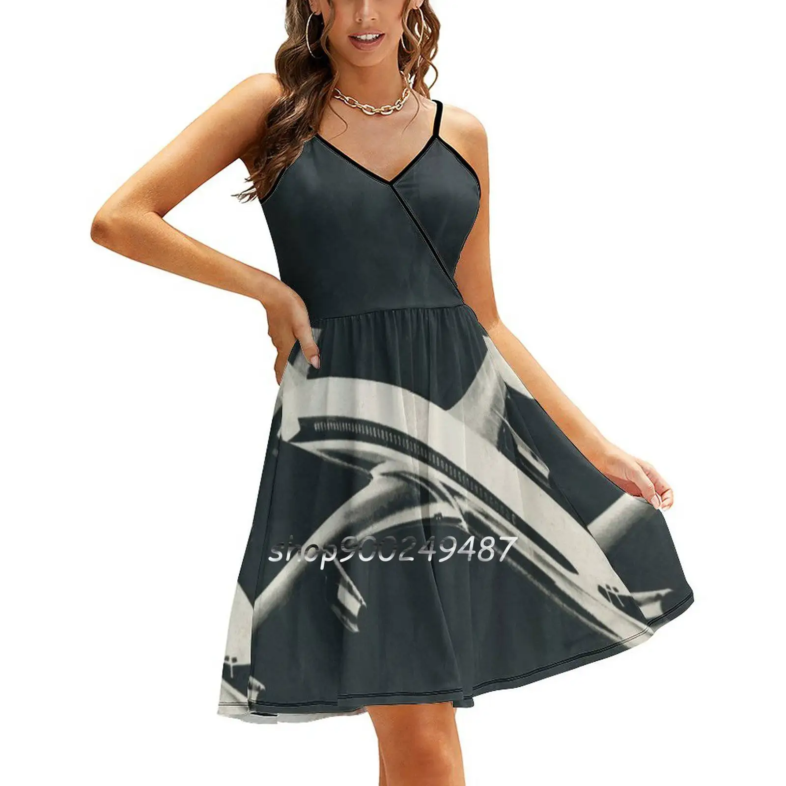 

Sling Dress Sexy Dress Female High Waist Dresses For Women Airplane Space Vapour Trail Adventure Lost Travel Holiday Gone Wrong
