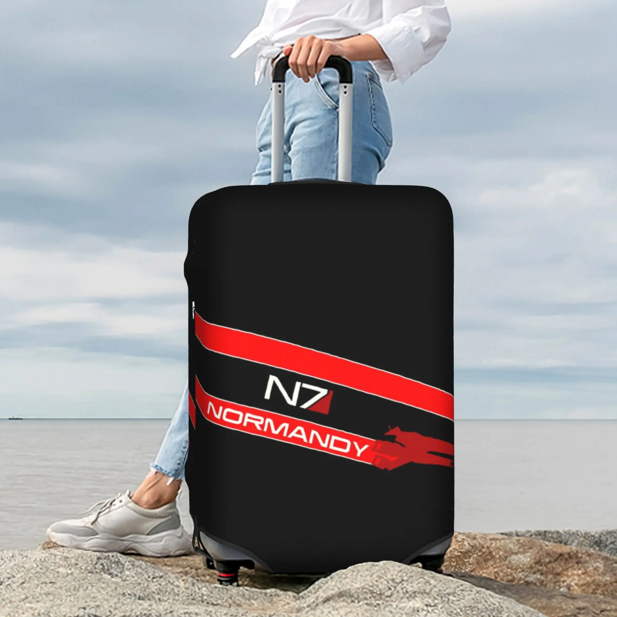 Чехол для чемодана Normandy Video Game N7, эластичный защитный чехол для чемодана в стиле Mass Effect Alliance, подходит для чемоданов 18-32 дюймов (art.: 3920dcaed0e02) - 3920dcaed0e02