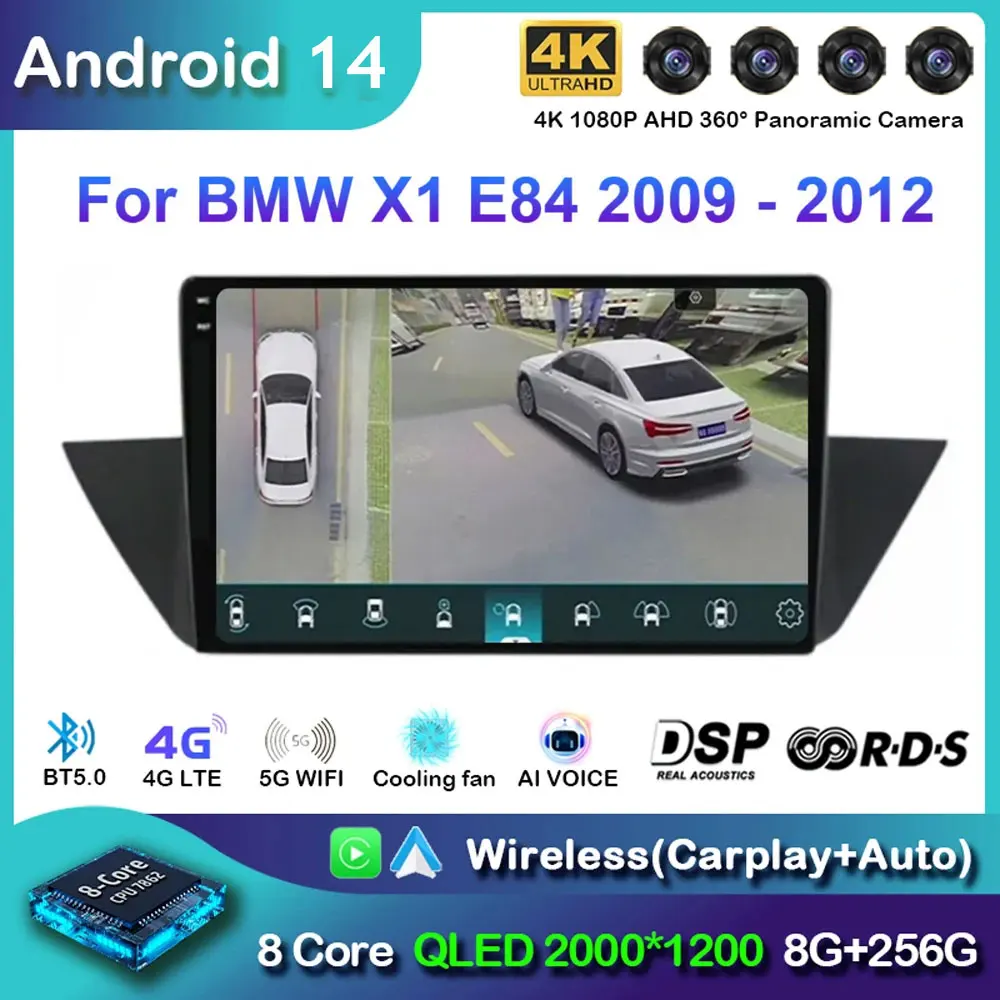 Android14 Carplay Автомобильный радиоприемник для BMW X1 E84 2009 2010 2011 2012 Навигация GPS