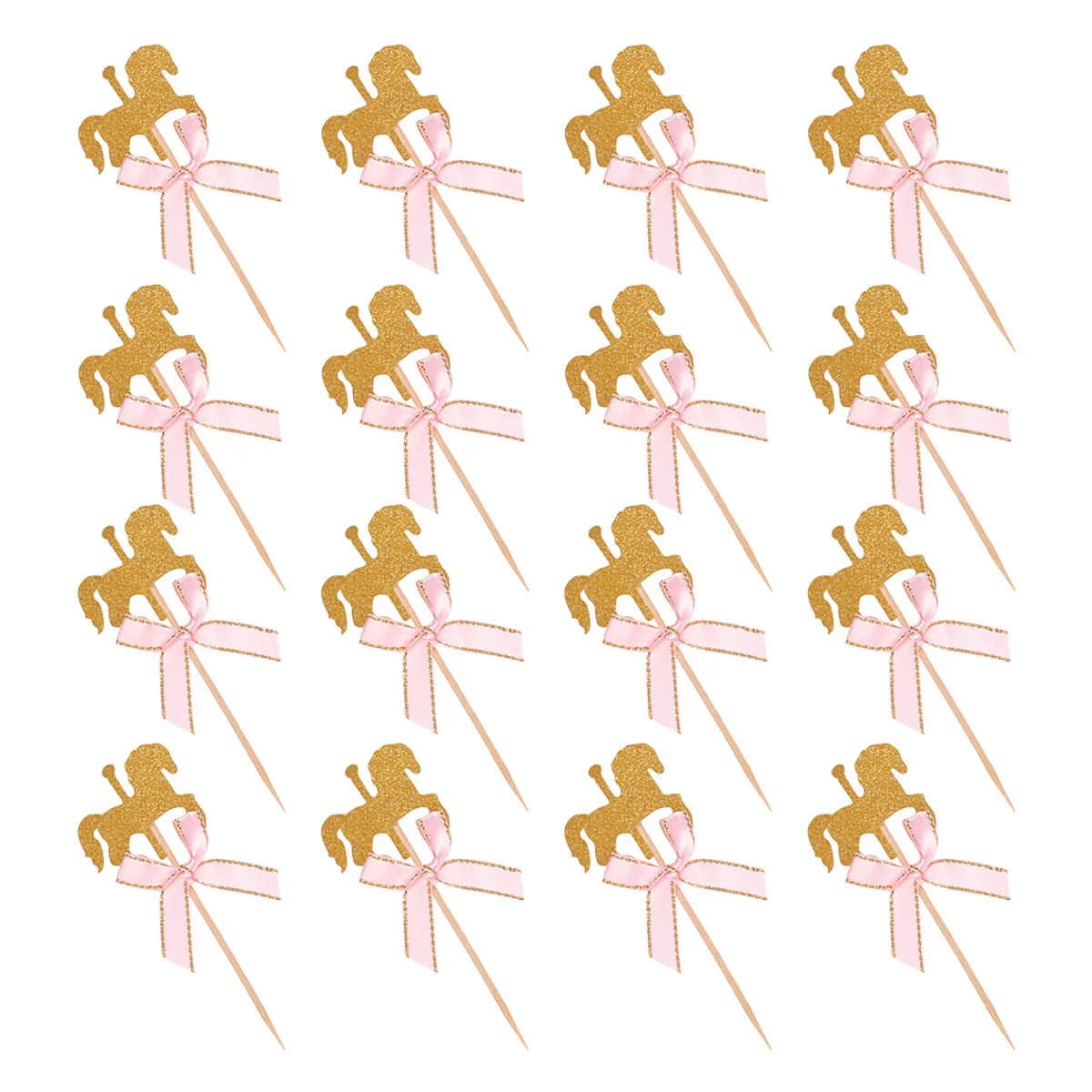 

50 Pcs Carousel Card Birthday Cake Decor Wedding Decorations Party Supplies Horse Baking Pick Topper Paper Cup Cupcake