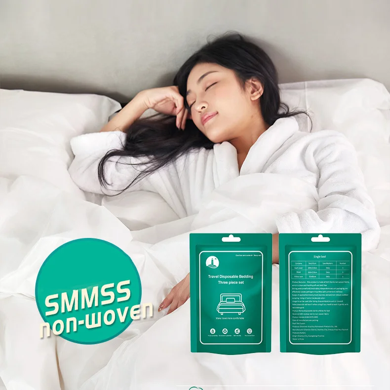 

Семейное покрытие, простыня, наволочка, 3/4 шт. в комплекте, дорожный, гостиничный, портативный, нетканый Комплект постельного белья, пододеял...