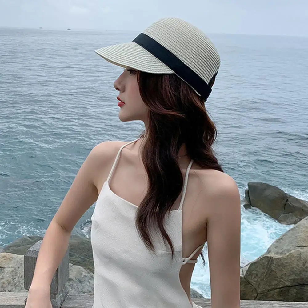 

Casual Lady Peaked Hat Adjustable Breathable Hand Weaving Sun Visor Hat Comfortable Summer Sun Hat Daily Accessory