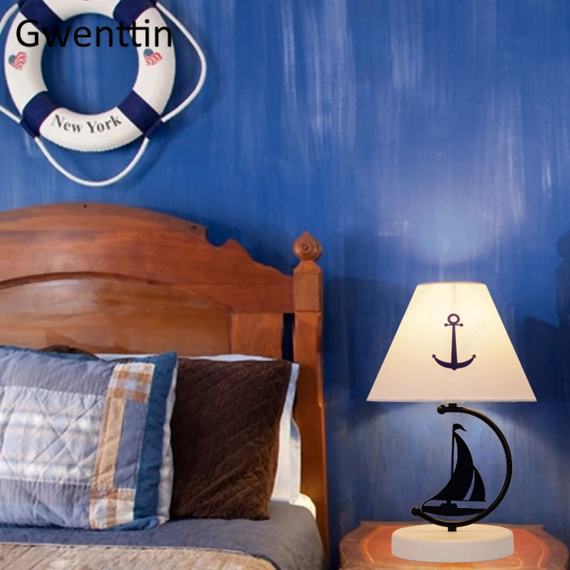 Настольная лампа в средиземноморском стиле с пиратским кораблем светодиодные