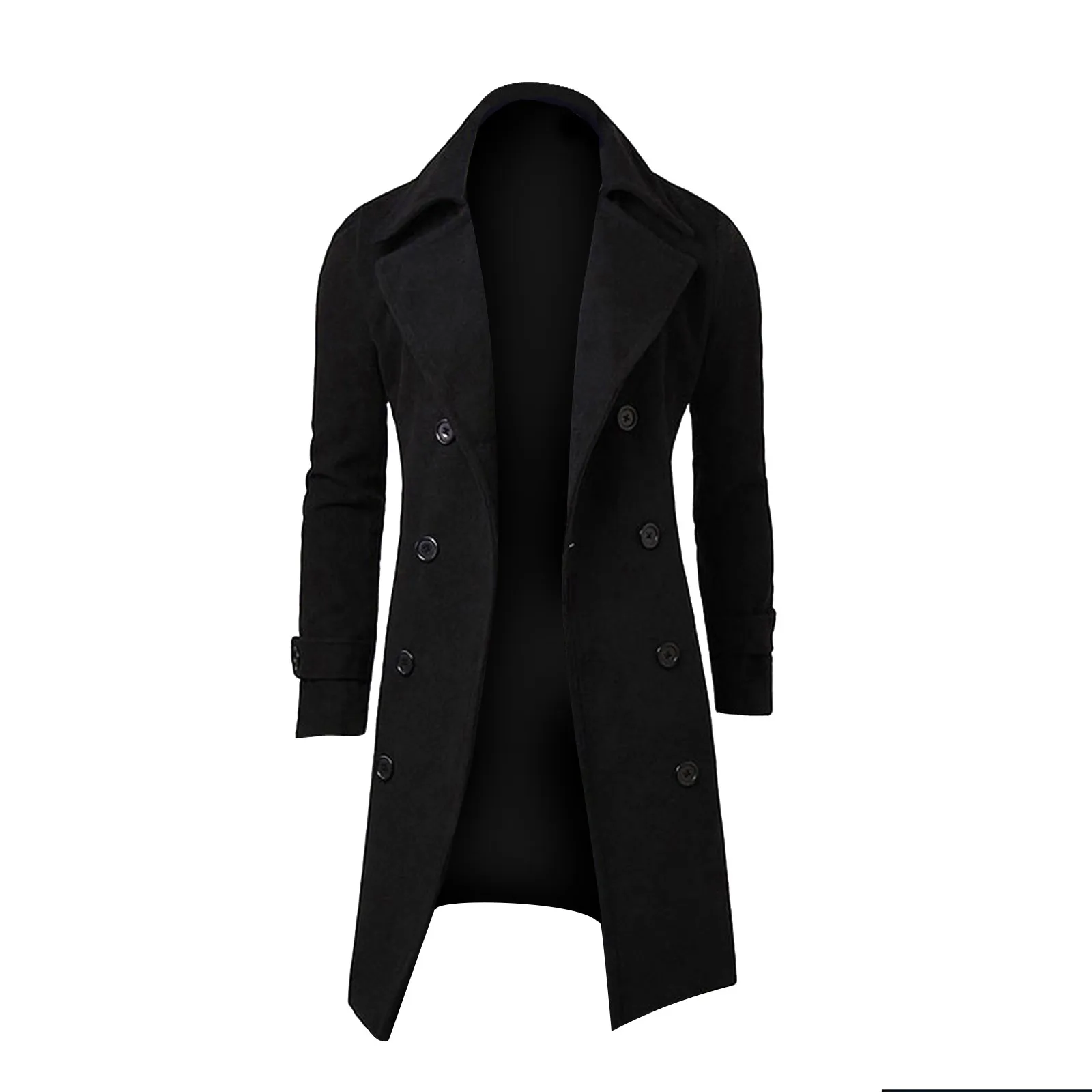 

Осенне-зимнее модное мужское шерстяное пальто, однотонное однобортное длинное пальто с лацканами, повседневное пальто, длинная куртка, пальто
