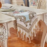 european pastoral embroidered table runner tablecloth deerskin velvet anti slip bottom table runner bed flag dining table mat 4