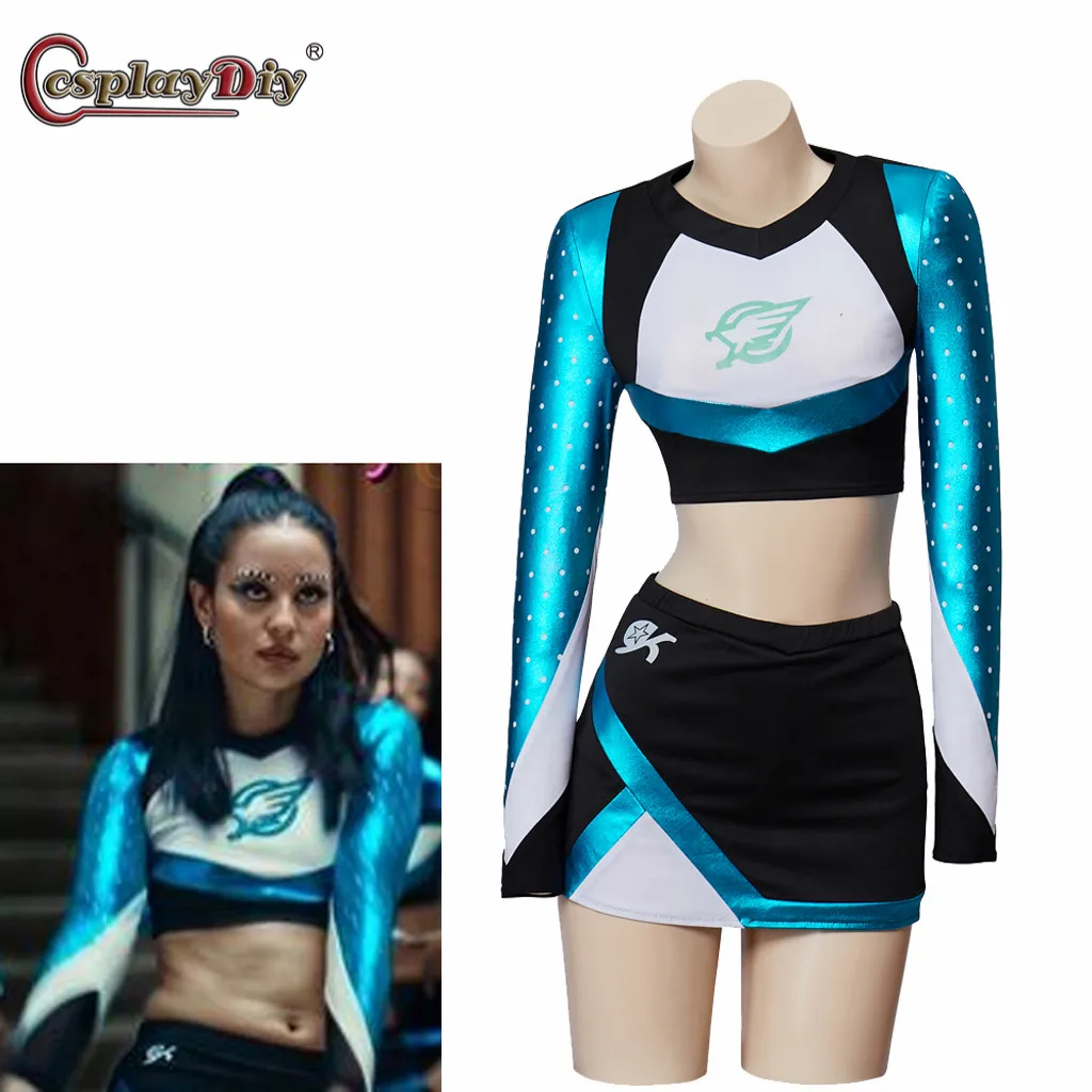 Euphoria Cheerleader Uniform Cosplay Euphoria Maddy Outfits Long Sleeve Crop Top Mini Skirt Set Sports Team Suit School Girls