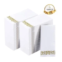 new 100pcslot disposable guest towels soft and absorbent linen feel paper hand towels durable decorative bathroom hand napkins